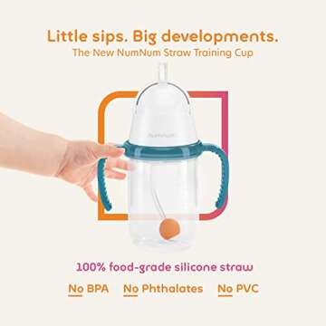 NumNum Weighted Straw Cup for Infant & Toddler 6-12 months - Expert Endorsed - 7oz Training Baby Cup...