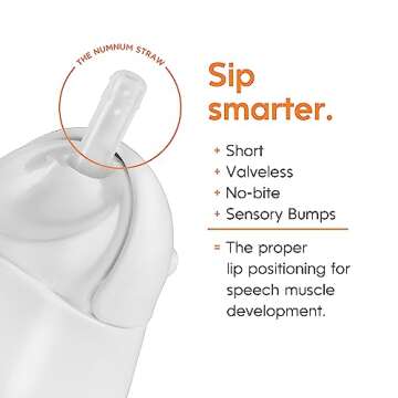 NumNum Weighted Straw Cup for Infant & Toddler 6-12 months - Expert Endorsed - 7oz Training Baby Cups w/Removable Handles - Easy to Use Self Feeding & Drinking Skills - Food-Grade Silicone - 2pack