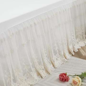Brandream King Size Luxury White Lace Bed Skirt Romantic Girls Bed Sheets Elegant Teen Skirted Sheet
