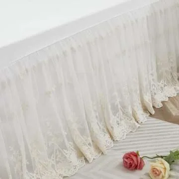 Brandream King Size Luxury White Lace Bed Skirt Romantic Girls Bed Sheets Elegant Teen Skirted Sheet