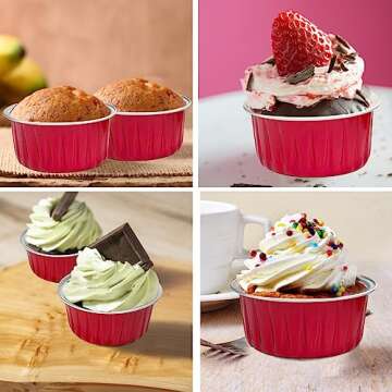 100Pcs Disposable Aluminum Baking Cups with Lids