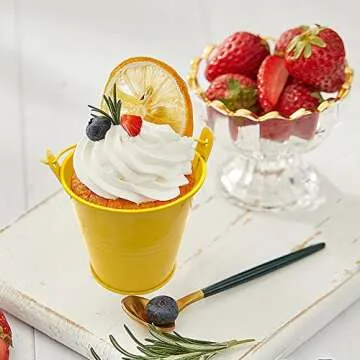 16 Pack Colorful Mini Metal Buckets Small Metal Pail Tinplate Tin Pails Containers with Handles for Party Favors and Garden Decorations