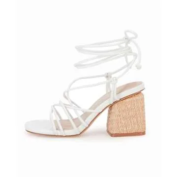 PiePieBuy Women's Stylish Lace Up Chunky Heel Sandals