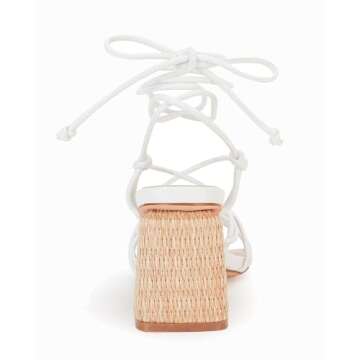 PiePieBuy Women's Lace Up Chunky Braided Heel Sandals Square Toe Strappy Ankle Strap Heels