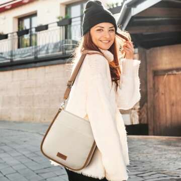 S-ZONE Crossbody Bags for Women Canvas Leather Shoulder Bag Trendy Purses with Wide Strap