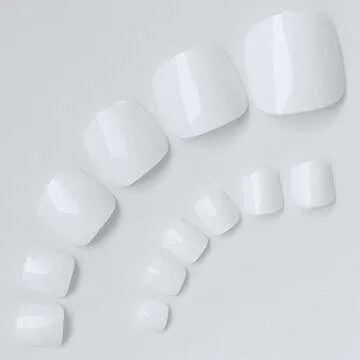 LuckForever White Press On Toenails for Women - Easy DIY Pedicure