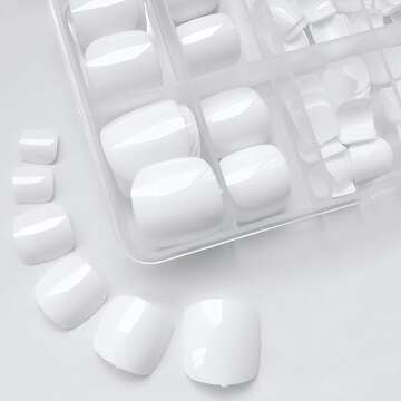 LuckForever White Press On Toenails for Women - Easy DIY Pedicure