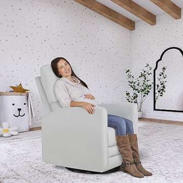 Evolur Habana Upholstered Faux Leather, Ergonomic Seating Glider Swivel Rocker, Glider Chair in Grey...