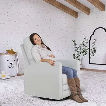 Evolur Habana Upholstered Faux Leather, Ergonomic Seating Glider Swivel Rocker, Glider Chair in Grey...