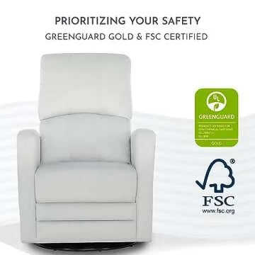 Evolur Habana Upholstered Faux Leather, Ergonomic Seating Glider Swivel Rocker, Glider Chair in Grey, Modern Nursery Glider, Tool-Free Assembly, Easy to Clean, Fit for Any Nursery Decor