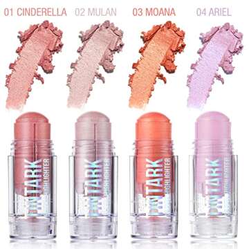 TINTARK Chubby Cream Highlighter Stick for Face, Glitter Eyeshadow Makeup, Highlight Stick, Face Highlighters & Luminizers, Light Pink Peach Shimmer