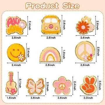 10Pcs Retro Chenille Iron on Patches for Creative DIY