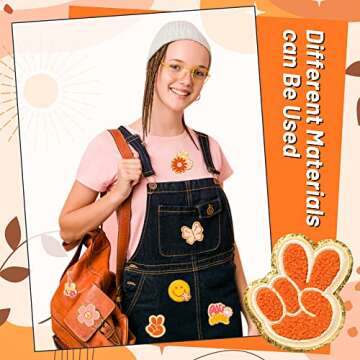 10Pcs Retro Chenille Iron on Patches, Kids Iron on Knee Patches Boho Repair Patches Kit Embroidered Patches Sew on Embroidered Applique DIY Accessory for Backpack Clothes Dress Pants Hats Jeans