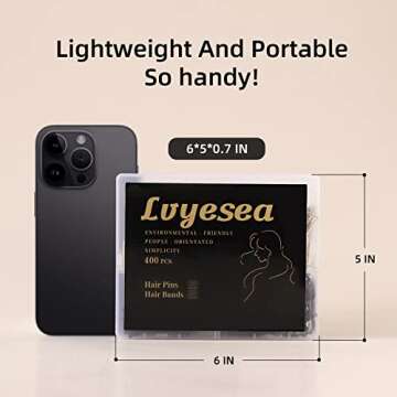 Lvyesea 400Pcs Hair Pins Kit, Including 100 U-Shaped Hair Pins 100 Bobby Pins and 200 Hair Rubber Bands with Storage Box for All Hair Types (Black, Gold)