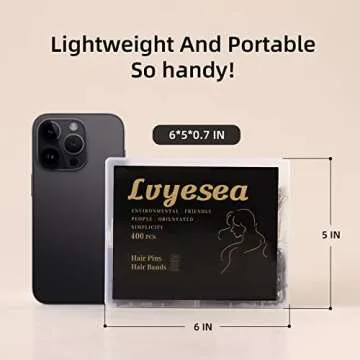 Lvyesea 400Pcs Hair Pins Kit, Including 100 U-Shaped Hair Pins 100 Bobby Pins and 200 Hair Rubber Bands with Storage Box for All Hair Types (Black, Gold)