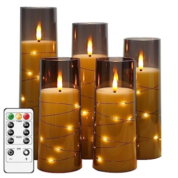 kakoya Flameless LED Candles with Timer 5 Pc Flickering Flameless Candles for Romantic Ambiance and ...