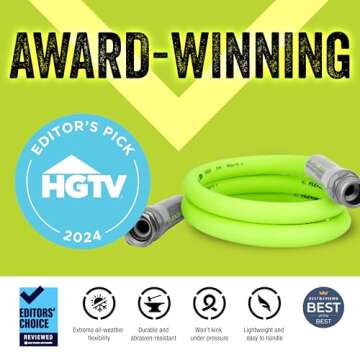 Flexzilla Garden Lead-In Hose 5/8 in. x 5 ft., Heavy Duty, Lightweight, Durable, ZillaGreen - HFZG505YW-E