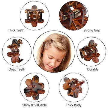 Mini Flower Hair Clips Pack - Durable Claw Clips for Hair Styling