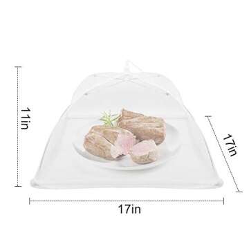 SPANLA Mesh Food Covers, 8 Pack Large and Tall Food Covers for Outside, 17"x17" Pop-Up Mesh Food Cov...