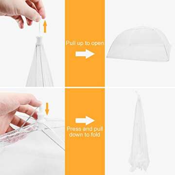 SPANLA Mesh Food Covers, 8 Pack Large and Tall Food Covers for Outside, 17"x17" Pop-Up Mesh Food Covers Tent Umbrella for Outdoors, Screen Tents, Parties Picnics, BBQs, Reusable and Collapsible