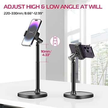 ULANZI Cell Phone Stand – Adjustable Height & Angle Holder for Desk