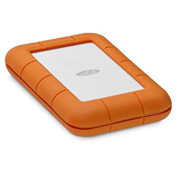 LaCie Rugged USB-C, 5TB, Portable External Hard Drive, Drop, Shock, Dust, Rain Resistant, for Mac & PC (STFR5000800)