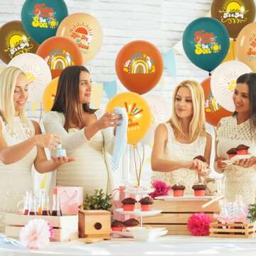 Here Comes The Son Balloons Baby-Shower Decorations - 12 Inch, Pack of 48 | Thickened Boho Sun Shine...