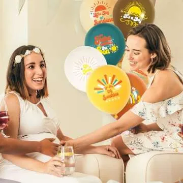 Bohemian Sun & Vintage Rainbow Balloons for Baby Shower