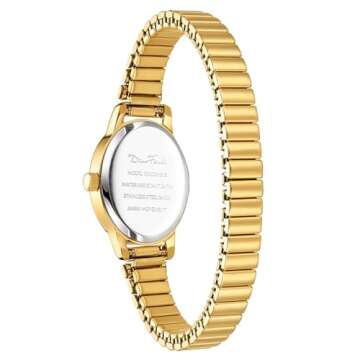 Diaofendi Petite Women's Easy Reader Watch, Analog Women Watch with Stainless Steel Expansion Band, Water Resistant (Gold, S(5.51"-7"))