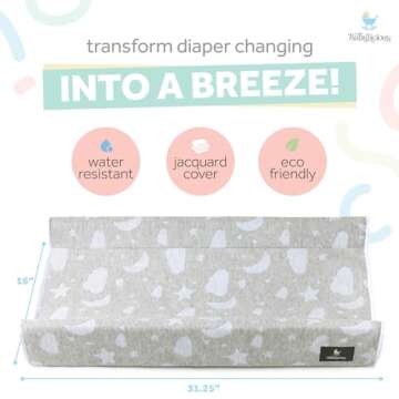 Waterproof Baby Changing Pad | Contoured Non Slip Infant Table Topper Changer Mat with Security Stra...