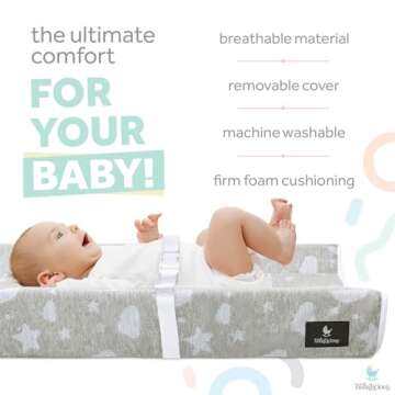 Waterproof Baby Changing Pad | Contoured Non Slip Infant Table Topper Changer Mat with Security Straps for Changing Table | Cozy Breathable Washable Diaper Change Table Pad for Babies by Babylicious