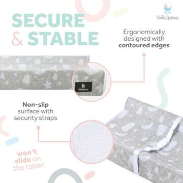 Waterproof Baby Changing Pad | Contoured Non Slip Infant Table Topper Changer Mat with Security Straps for Changing Table | Cozy Breathable Washable Diaper Change Table Pad for Babies by Babylicious