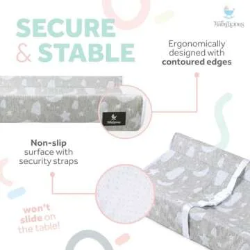 Waterproof Baby Changing Pad | Contoured Non Slip Infant Table Topper Changer Mat with Security Straps for Changing Table | Cozy Breathable Washable Diaper Change Table Pad for Babies by Babylicious