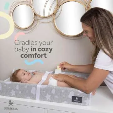 Waterproof Baby Changing Pad | Contoured Non Slip Infant Table Topper Changer Mat with Security Straps for Changing Table | Cozy Breathable Washable Diaper Change Table Pad for Babies by Babylicious