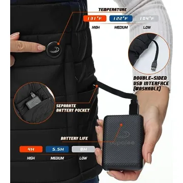 uupalee Women's Heated Vest Slim Fit Waterproof Jacket