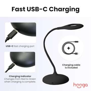 Hooga Desk Lamp - Blue Light Blocking & Rechargeable