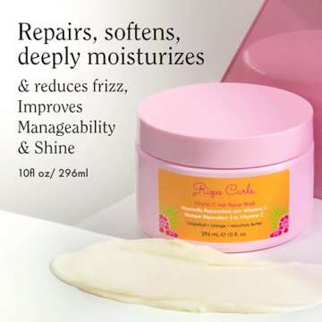Rizos Curls Vitamin C Hair Repair Mask, Deeply Moisturizes & Hydrates, Softens & Minimize Frizz whil...
