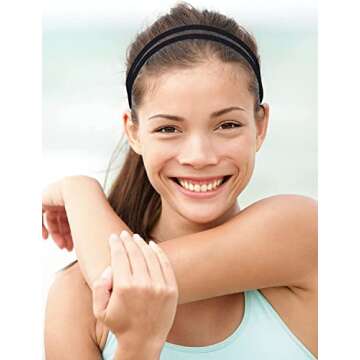 Shappy 3 Pieces Double-Straps Sport Headbands Elastic Hairband Non-Slip Sweatband for Women or Men(Black)