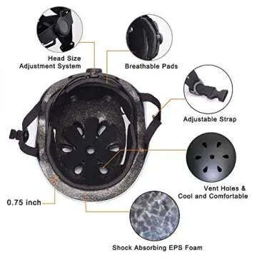 KAMUGO Kids Adjustable Helmet, Suitable for Toddler Kids Ages 2-8 Boys Girls, Multi-Sport Safety Cyc...