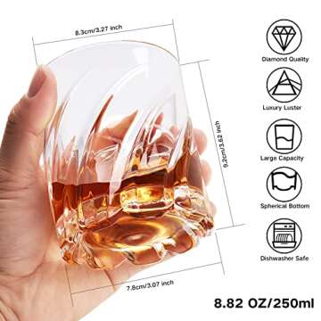 Whiskey Glasses with 4 Iceball molds and a Luxury Box, Old Fashioned Whiskey Glasses, Gifts for Dad ...
