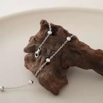 Elegant Beaded Anklet for Women - Sterling Silver Adjustable Jewelry