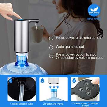Auto Bottled Water Pump with Volume Control Water Dispenser Rechargeable Gallon Water Bottle Jug Dispenser Pump.