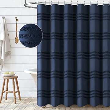 Dynamene Navy Blue Shower Curtain – Stylish & Waterproof