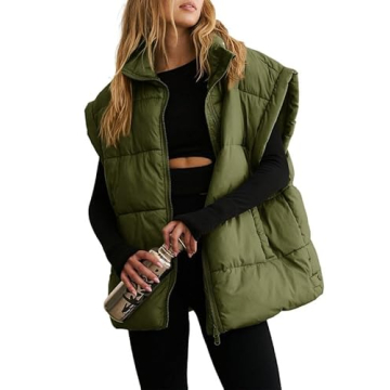 Stylish Dokotoo Women's Green Puffer Vest for Winter 2024