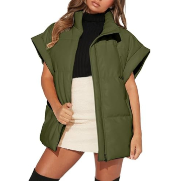 Stylish Dokotoo Women's Green Puffer Vest for Winter 2024