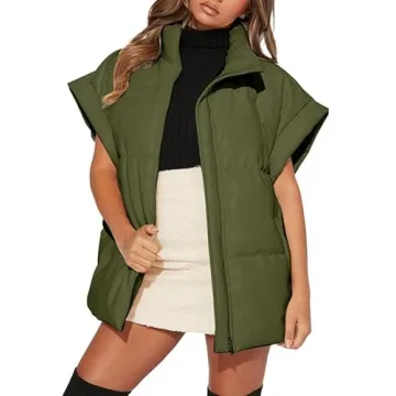 Stylish Dokotoo Women's Green Puffer Vest for Winter 2024