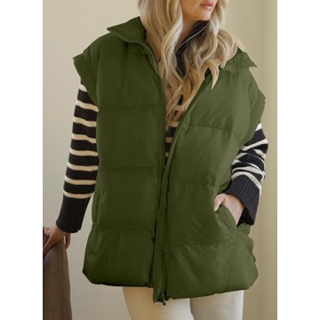 Stylish Dokotoo Women's Green Puffer Vest for Winter 2024