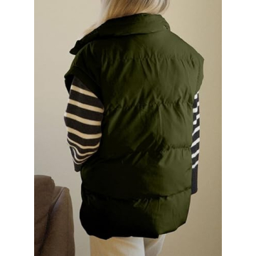 Stylish Dokotoo Women's Green Puffer Vest for Winter 2024