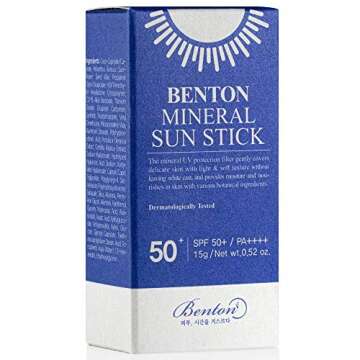 Benton Mineral Sun Stick SPF50+/PA++++ 15g, UV Protection, No White Cast, Long Lasting, Skin Irritat...