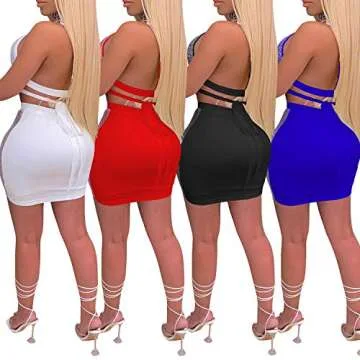 PORRCEY Women's Two-Piece Sexy Hot Drilling Craft Dress Party Club Evening Dress (3645,White,L)